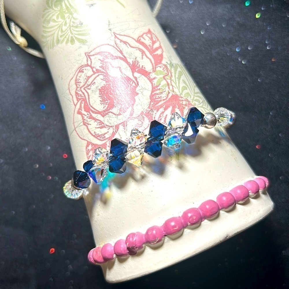 Handmade Blue/Aurora Beaded Bracelet
